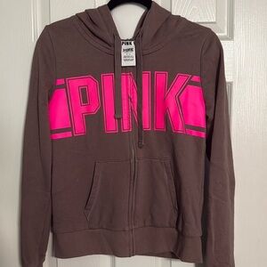 PINK Victoria's Secret Women’s Small Brown/Pink Hooded Jacket